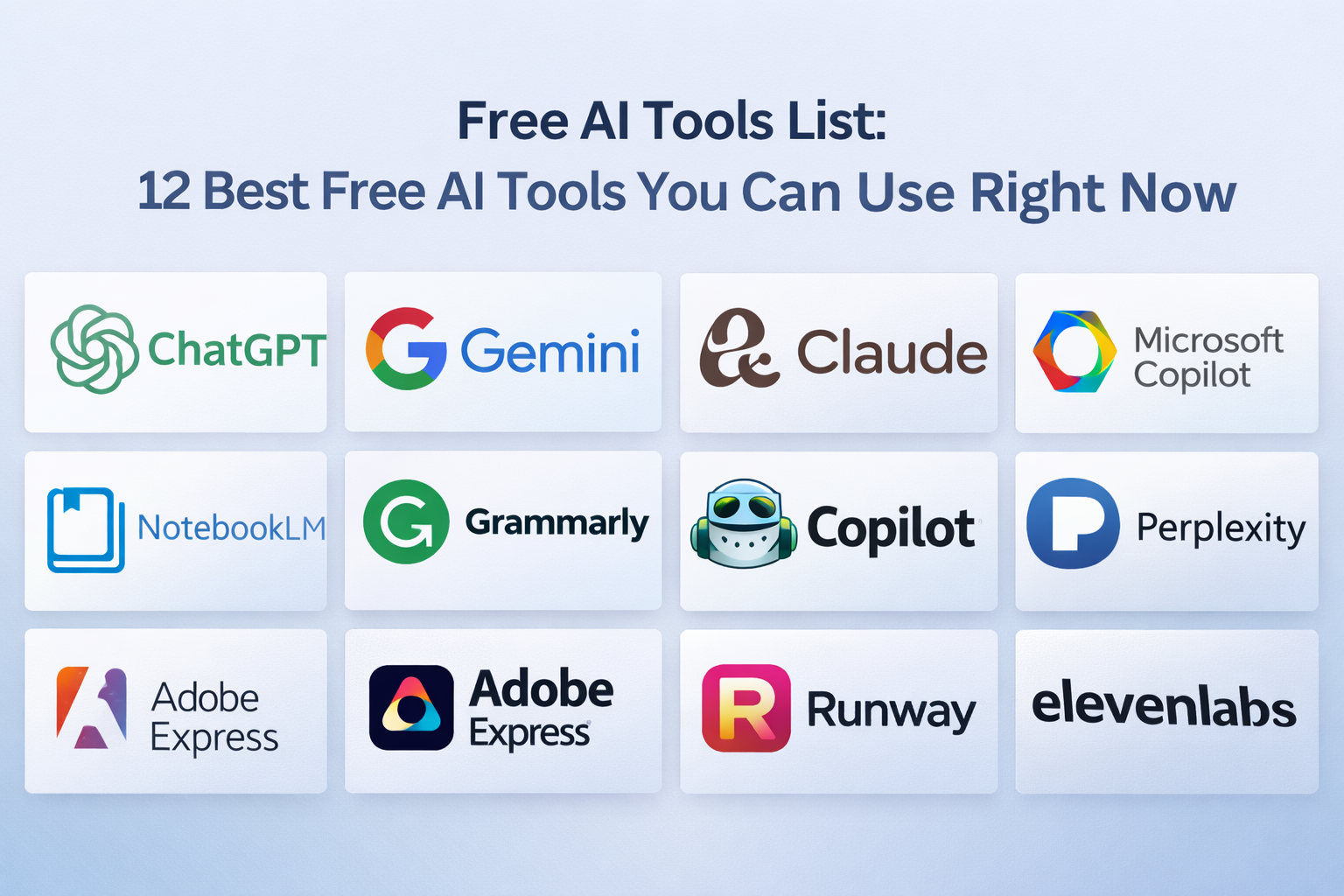 Free AI Tools List: 12 Best Free Tools to Try in 2026